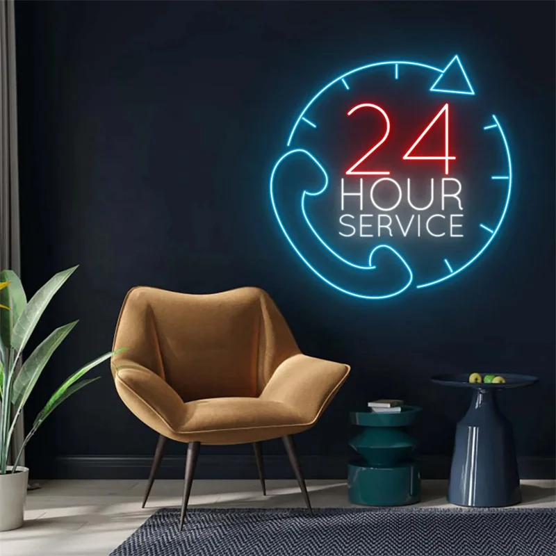 Custom 24 Hour Service Led Sign, 24 Hour Service Neon Sign, 24 Hour Service Led Light, Shop Store Neon Light, Business Led Decor
