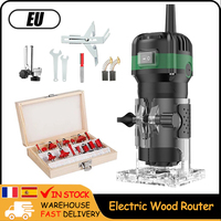 800W Electric Wood Router Woodworking 6 Speed Electric Trimmer Engraving Slotting Trimming DIY Tools With 6.35 Milling Cutte