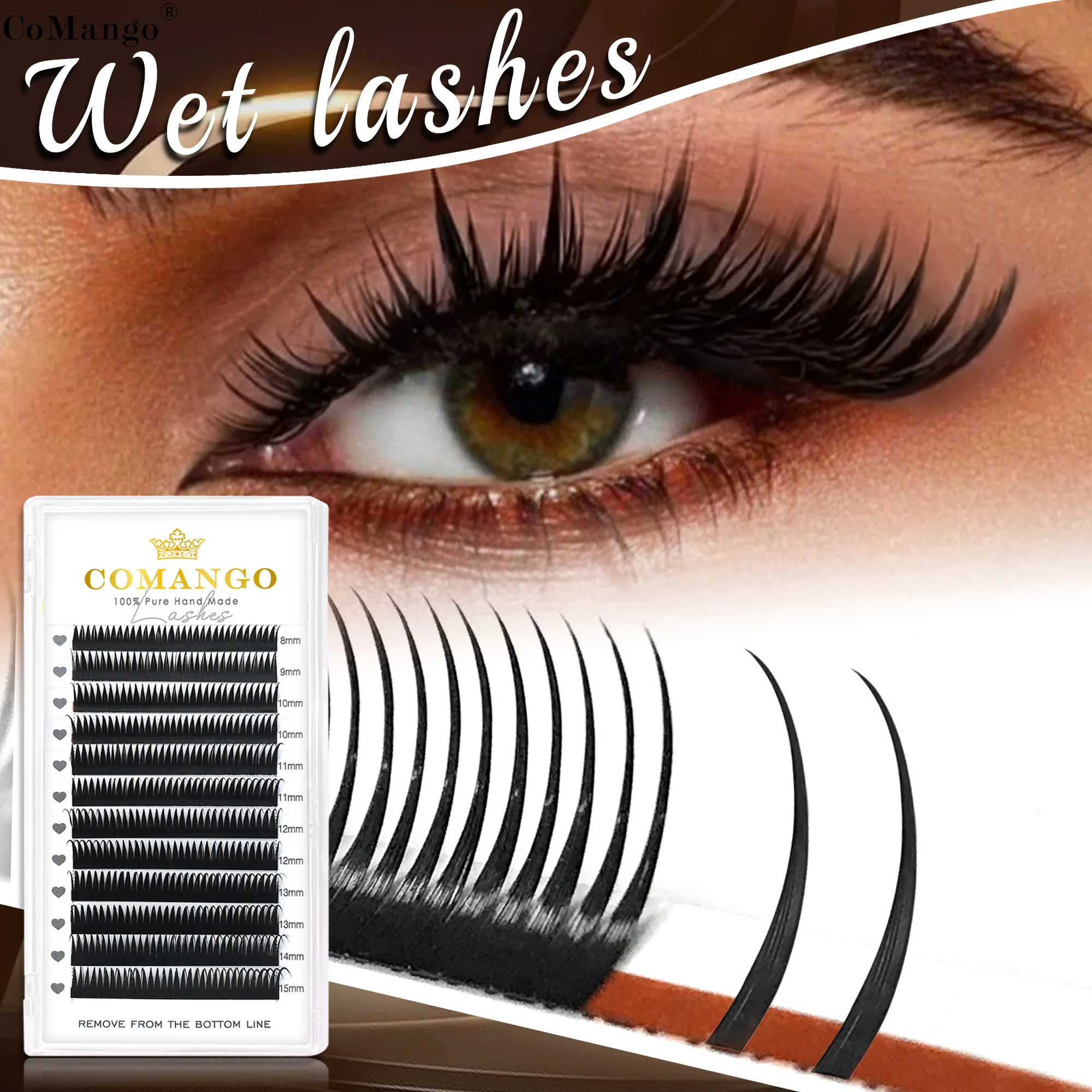 

CoMango Manga Cosplay Wet Lashes False Eyelashes Extensions 8-15 Super Soft Black Spikes Flat Lashes Makeup