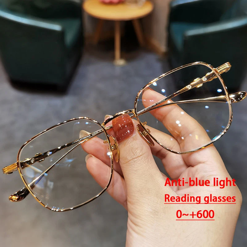 

B195 Metal Anti-Blue Light Reading Glasses Unisex Retro Presbyopia Oversized Glasses Ladies Eyeglasses Amazing Quality +100 +200