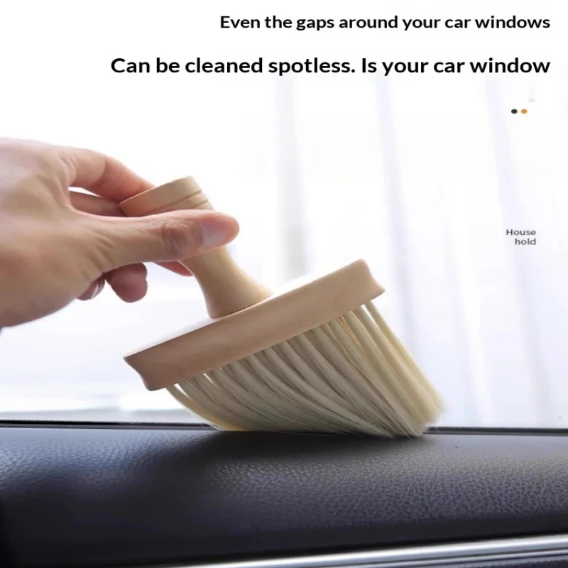 Car Interior Gap Dust Brush Soft Bristle Air Outlet Cleaning Brush Wood Handle Dust Sweeping Brush for Car Home Keyboard Window
