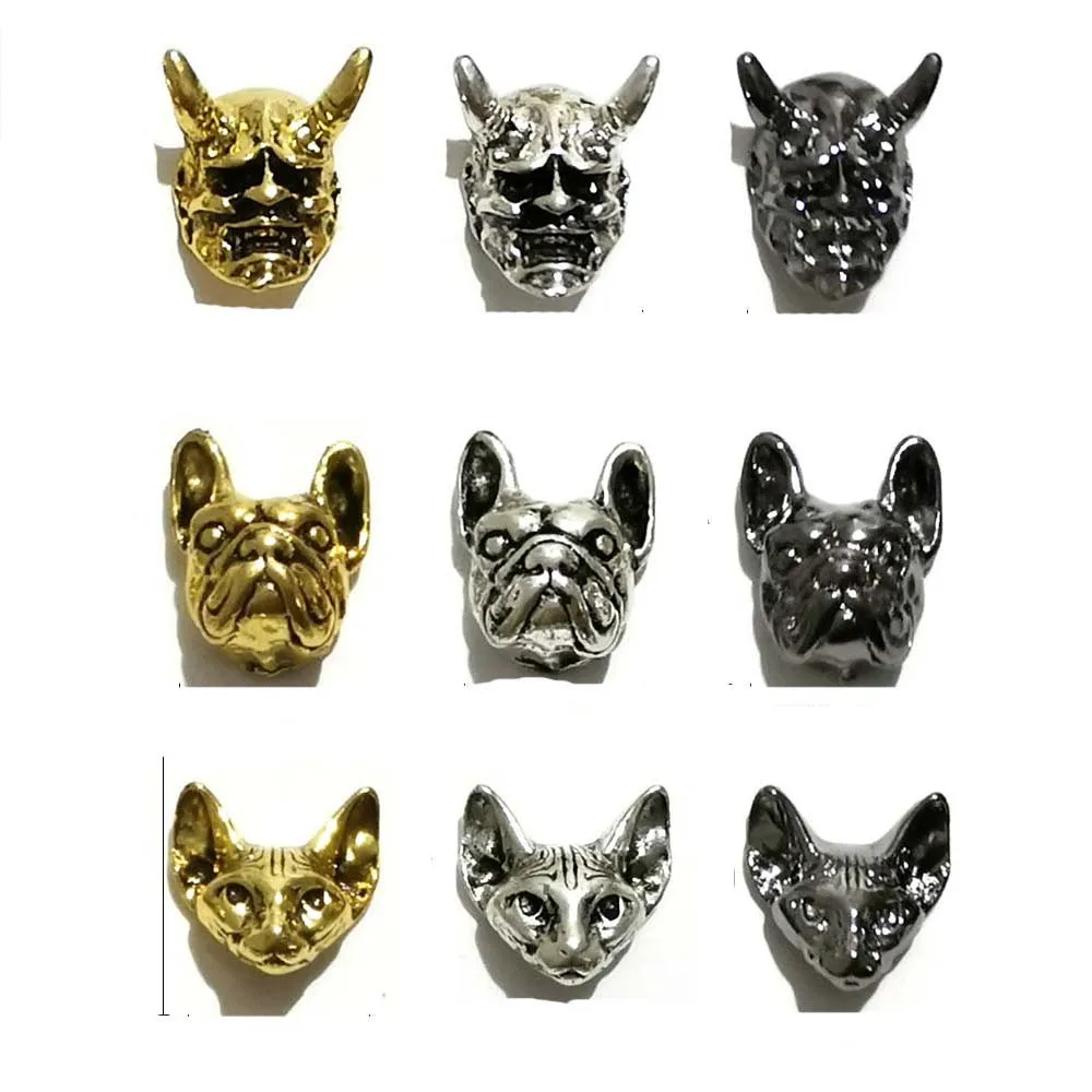 10pcs Animal Ghost Mask Nail Art Charm 3D Metal Retro Punk Rock Skull Demon Mask Nail Decoration DIY Horror Manicure Accessories