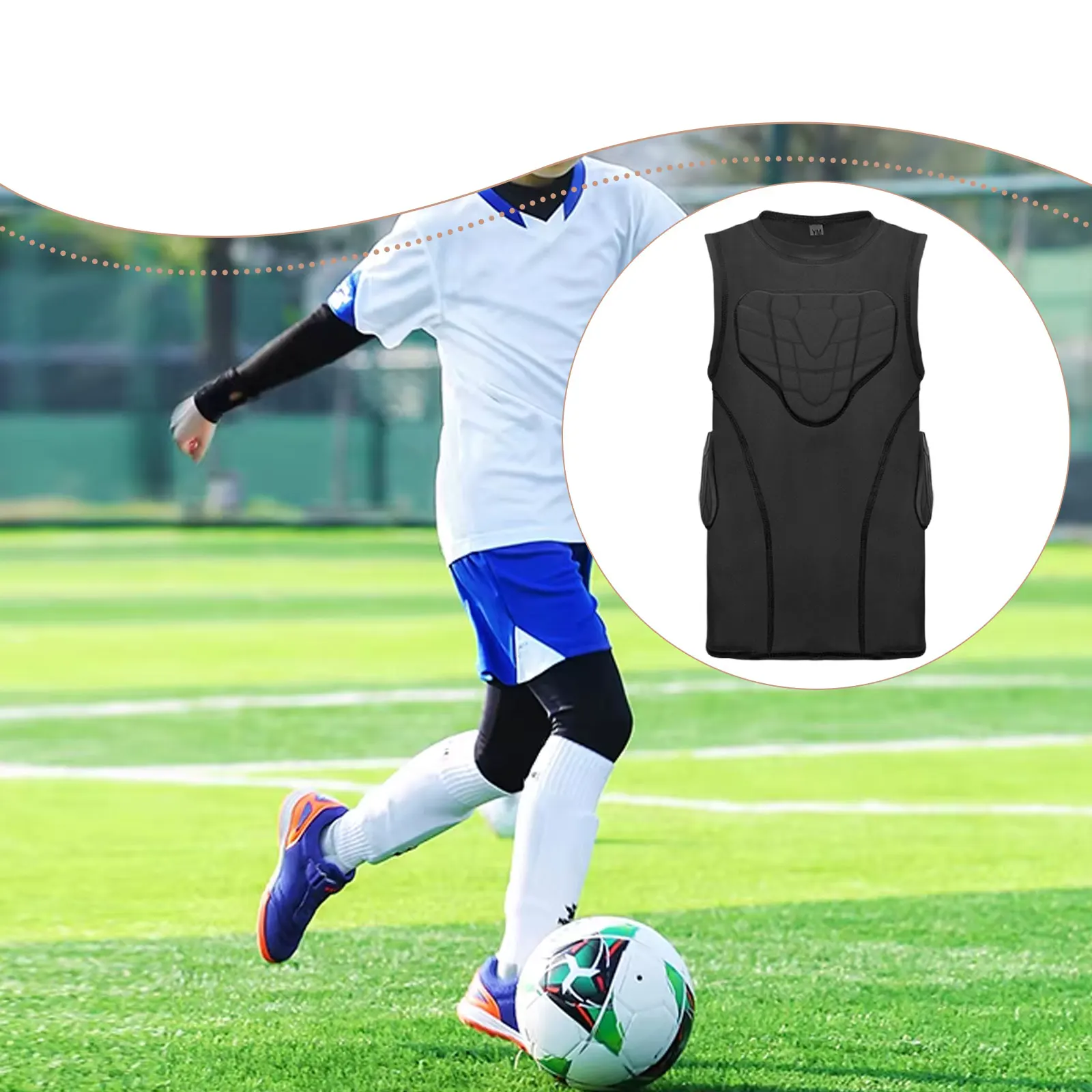 

Kids Soccer Protect Vest Padded Football Rib Protective Gear Training Suit Compression Wear for Children Softball Baseball Rugby