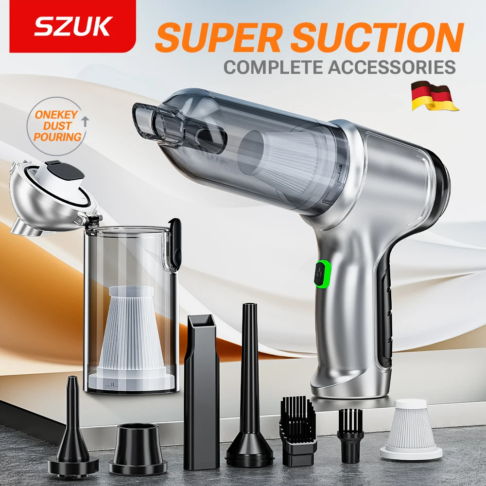 SZUK 15000PA Wireless Car Vacuum Cleaner Portable Cleaning Machine Cordless Cleaner Powerful HandHeld Mini Vacuum Cleaner