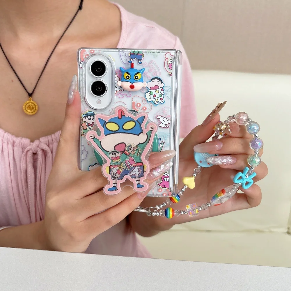 Kawaii 3D Cartoon Shin Chan Magnetic Stand Phone Case for Samsung Galaxy Z Fold 8 FOLD 8 UIra FOLD 7 6 5 Z Flip 8 Z Flip 7 Cover