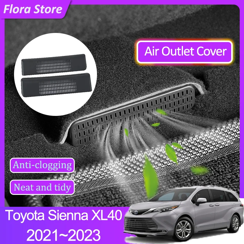 Air Outlet Covers for Toyota Sienna XL40 LE AXLH40 2021 2022 2023 Under Rear Seats Conditioner Vent Exhaust Interior Accessories