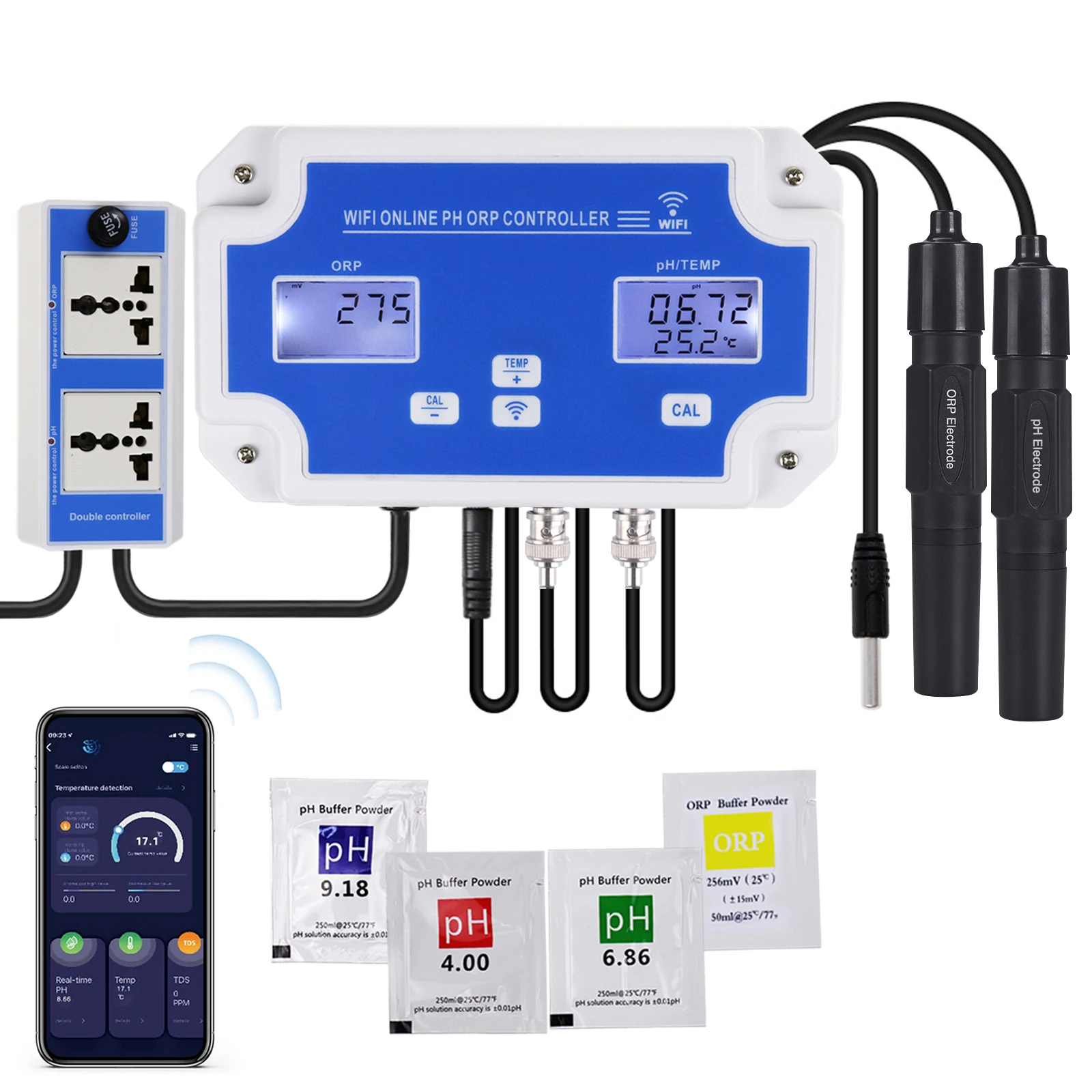 Smart PH ORP Controller with Monitoring and Dosing in Water for Swimming Pool Aquaculture Fishpond Wireless App Remote Online