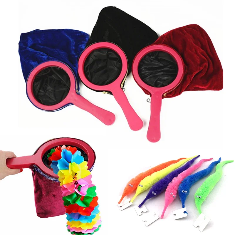 Ensembles d'accessoires magiques amusants pour débutants, sac de changement de ver magique torsadé, tirer la fleur, faire des choses apparaissent, jouets pour enfants