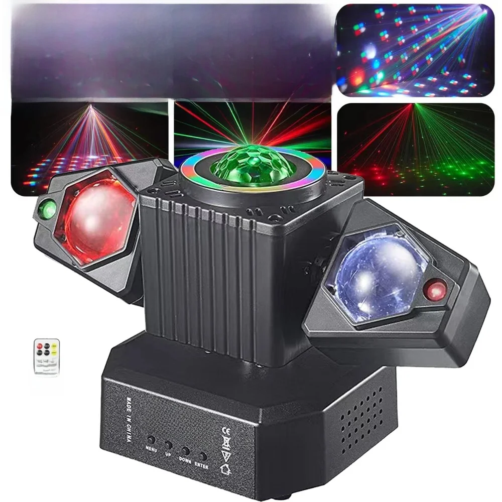 4IN1 Effect LED Moving Head Light Mini DJ Party Light 50W RGBW Stage Moving Head Light With LED Strip for Disco,Bar,Club Shows