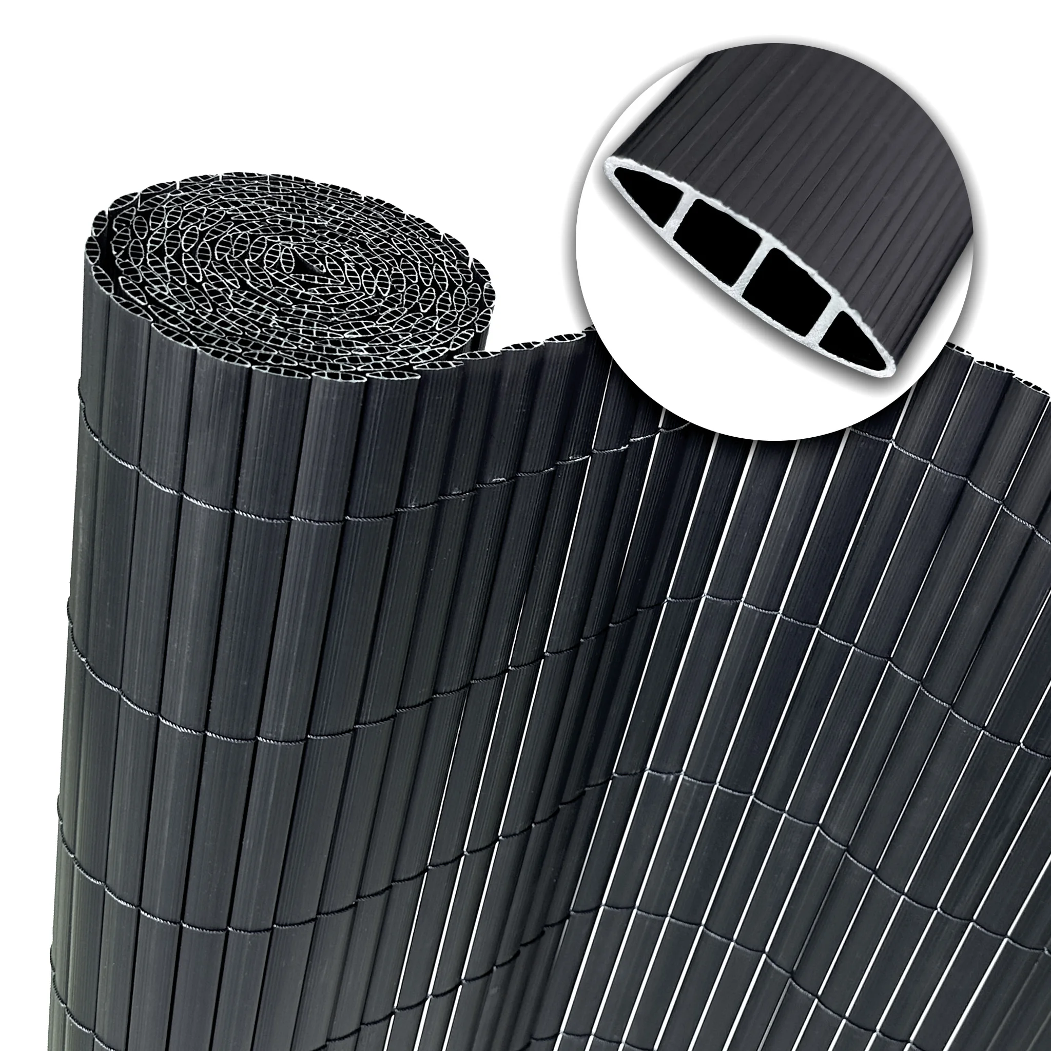 PVC Sichtschutzzaun für Balkon, Terrasse & Garten – Sichtschutzmatte, Windschutz, Zaunblende, UV-beständig, Wetterfest, Pflegeleicht, Flexible Lamellen, 4 Farben & Größen
