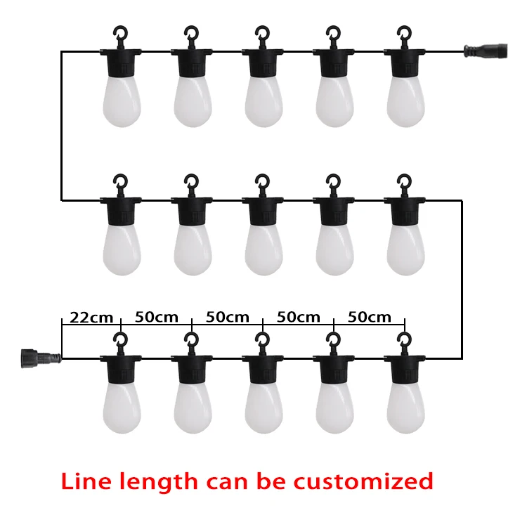 S14 12 فولت WS2811 مقاوم للماء الذكية اديسون بيكسا لمبات 15 عدد المصابيح 20 بوصة تباعد RGB أضواء سلسلة في الهواء الطلق