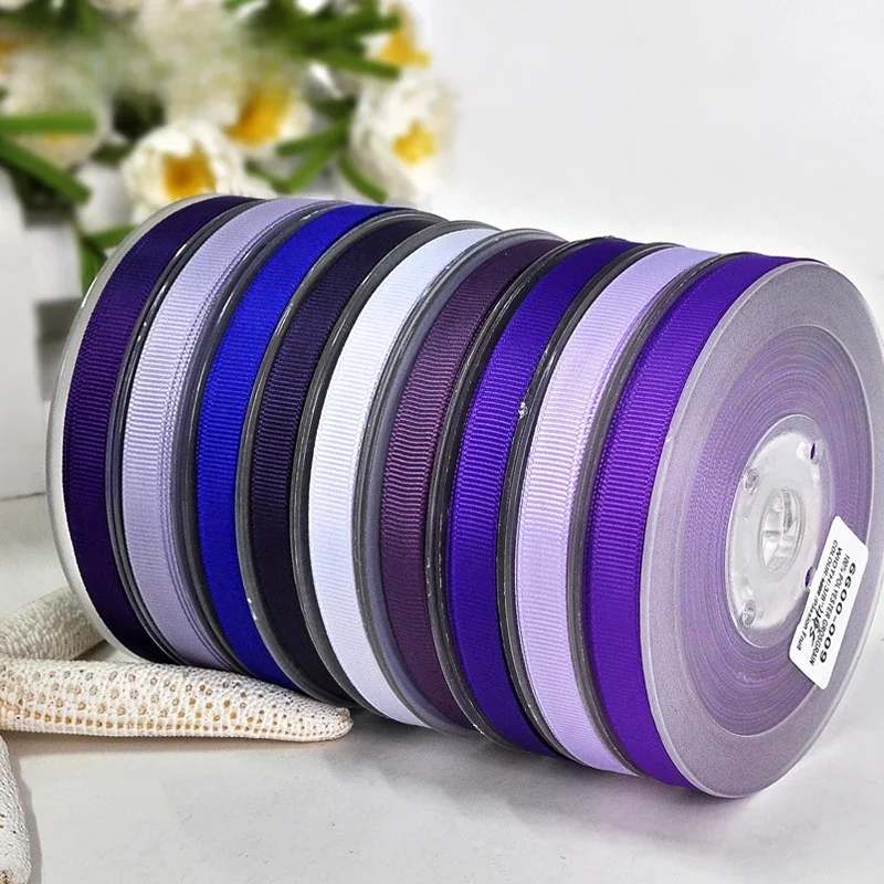 YAMA Solidna wstążka rypsowa 6 9 13 16 19 22 mm 100 jardów Niebieski Fioletowy Diy Dress Dekoracyjne pakowanie prezentów Wstążki do pakowania prezentów — zdjęcie 2
