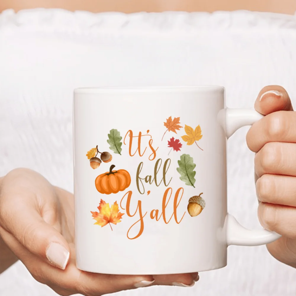 

1pc 3A grade 11 oz Fall pumpkin water coffee mug for room decoration Halloween Birthday Christmas thanksgiving Holiday gift