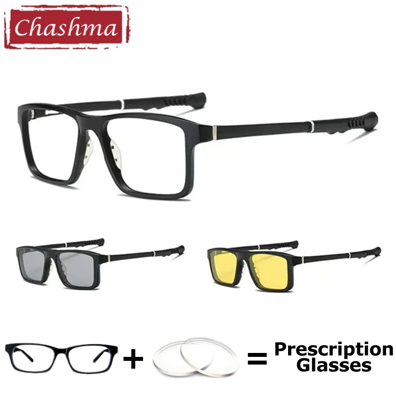Chashma Prescription Glasses Clip On Sunglasses Men Sport Eyewear Night and Day Time Driving Polarized Optical Eyeglasses Frames