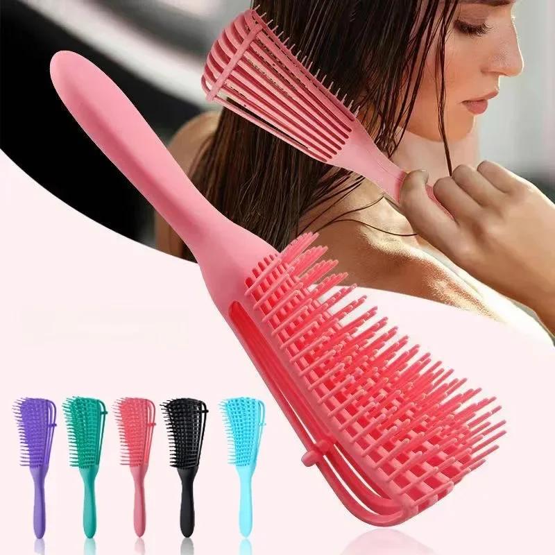 Peigne pour exfoliant le cuir chevelu, massage féminin, coiffage, cheveux bouclés, outils de soins pour salon de coiffure, spécial pour perruques de vrais cheveux