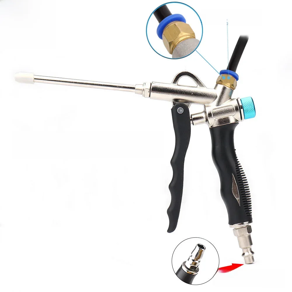 Pistolet à soufflage d'air à 2 voies avec buse étendue à débit d'air réglable, outil de nettoyage de la poussière, accessoire pneumatique