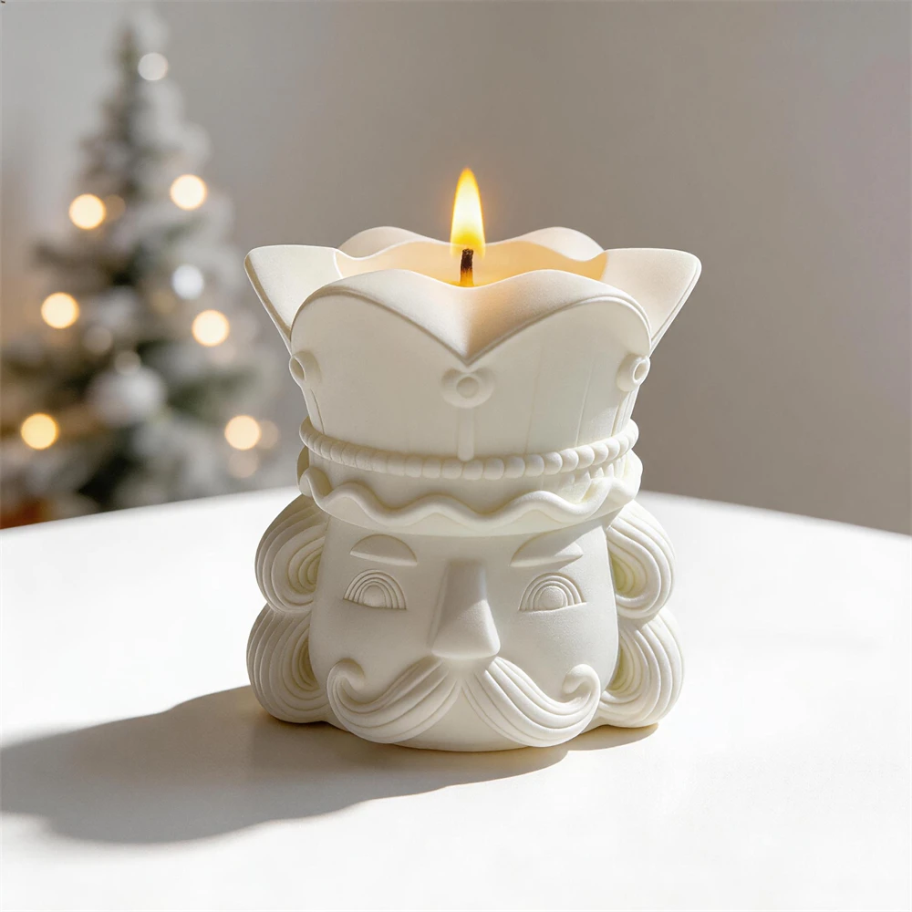 Moule en silicone pour bougie en forme de casse-noisette de Noël, brûleur de cire fondue, pot de rangement en béton, moule en silicone pour bougie, ornement de Noël