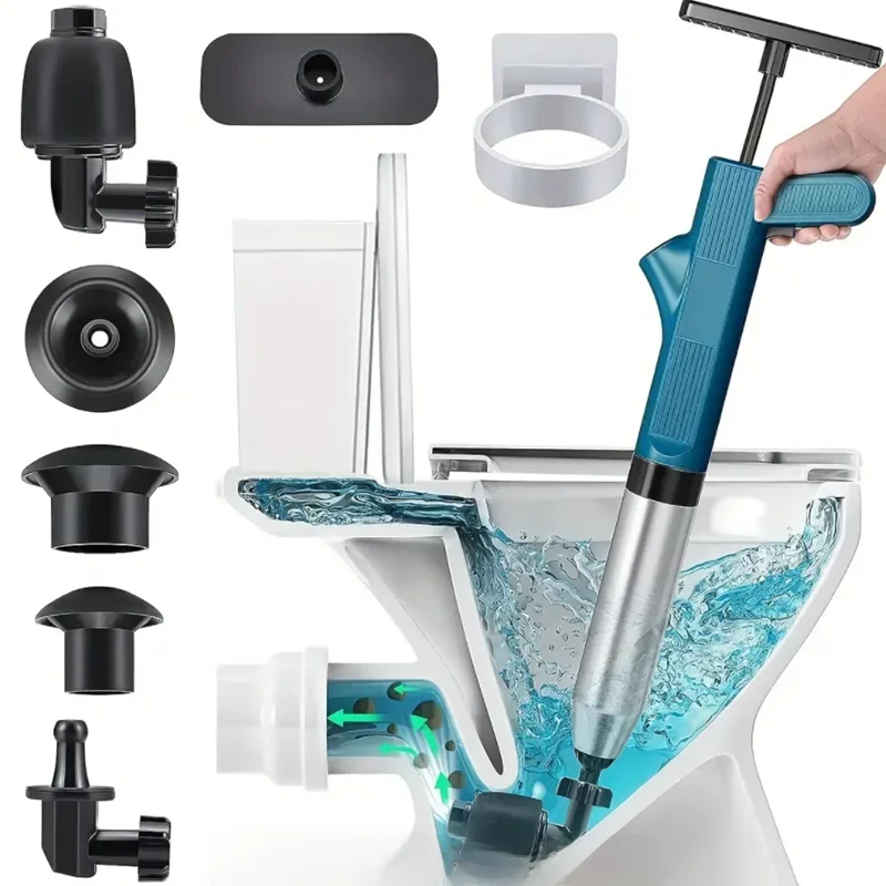 Puissant piston de toilette en acier inoxydable, déboucheur de tuyaux, pneumatique, haute pression, vidange d'air, ensemble d'outils de Blaster