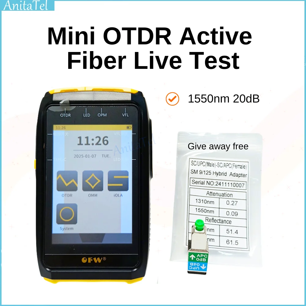 OTDR Optic Otdr Optical Reflector Active Live Tester 1550Nm 20Db 80Km SC Connector Fiber Reflectometer Touch Screen