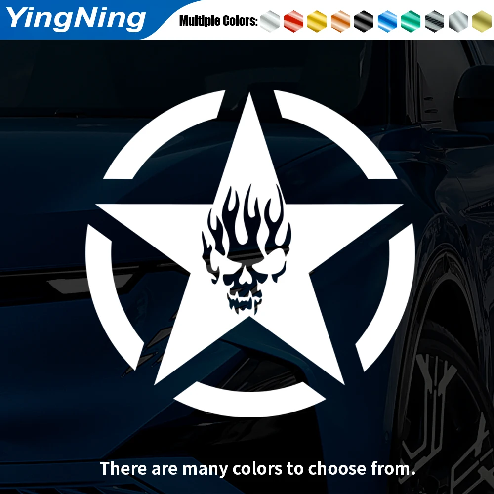 Flame Skull Star Auto Stickers and Decals Waterproof Vinyl Wrap for Car Hood Door Tailgate Windows Exterior Styling Goods