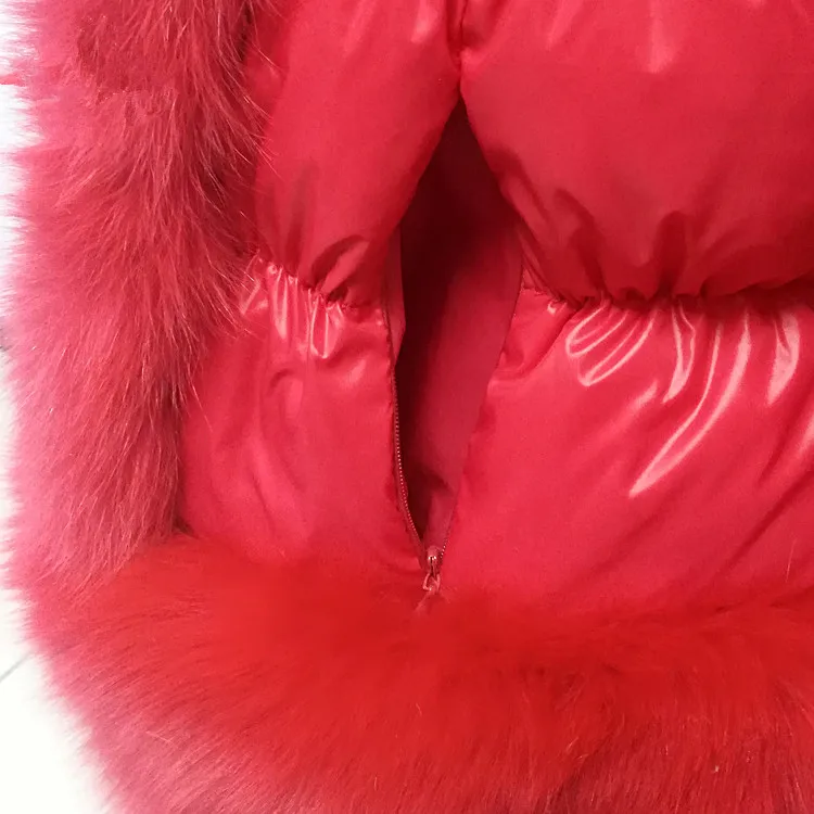D18 Custom Free Shipping Woman And Children Size Puffer Jacket Down Coat With Fox Fur Trim With Fur Pompoms