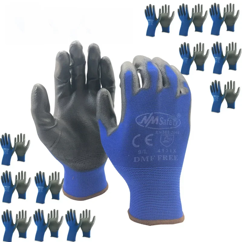 NMSAFETY 12-paar beschermende werkhandschoen Heren Flexibele nylon of polyester veiligheidswerkhandschoenen Professionele veiligheidsbenodigdheden - afbeelding 2