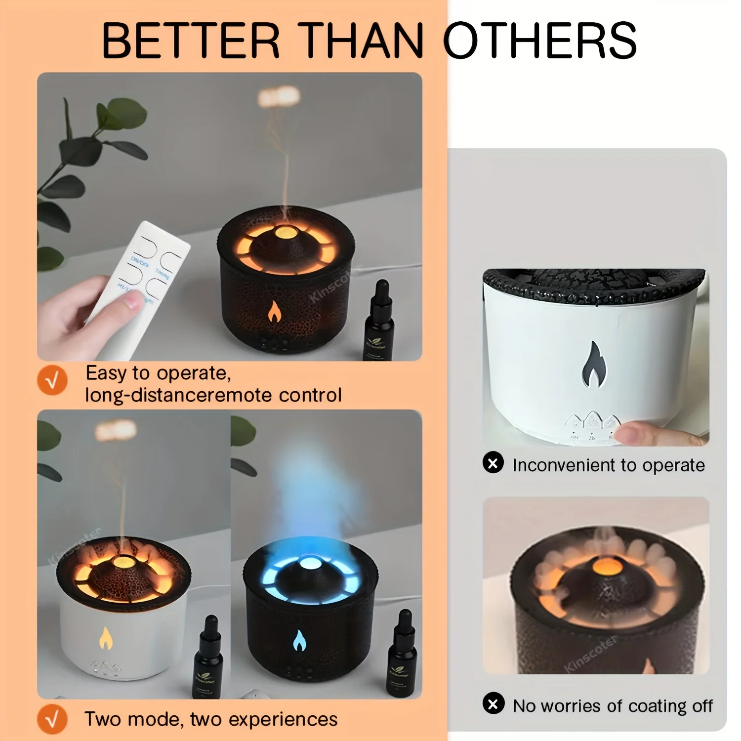 

Essential Oil Ultrasonic Atomizing Sprayer Volcanic Flame Aroma Diffuser 10.14oz Jellyfish Smoke Ring Air Humidifier For Home
