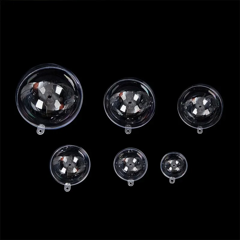 Boules de décoration de noël en plastique transparent, lot de 5 pièces de 4/5/6/7/8cm, ornement facile à utiliser, boîte cadeau, décoration de fête