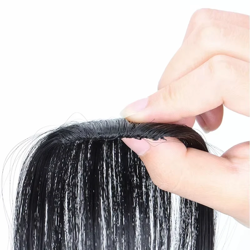 Korean Style Soft Synthetic Air Bangs Fringe Invisible Clip on Hairpiece for Women Chemical Fiber False Frontal Hair Piece