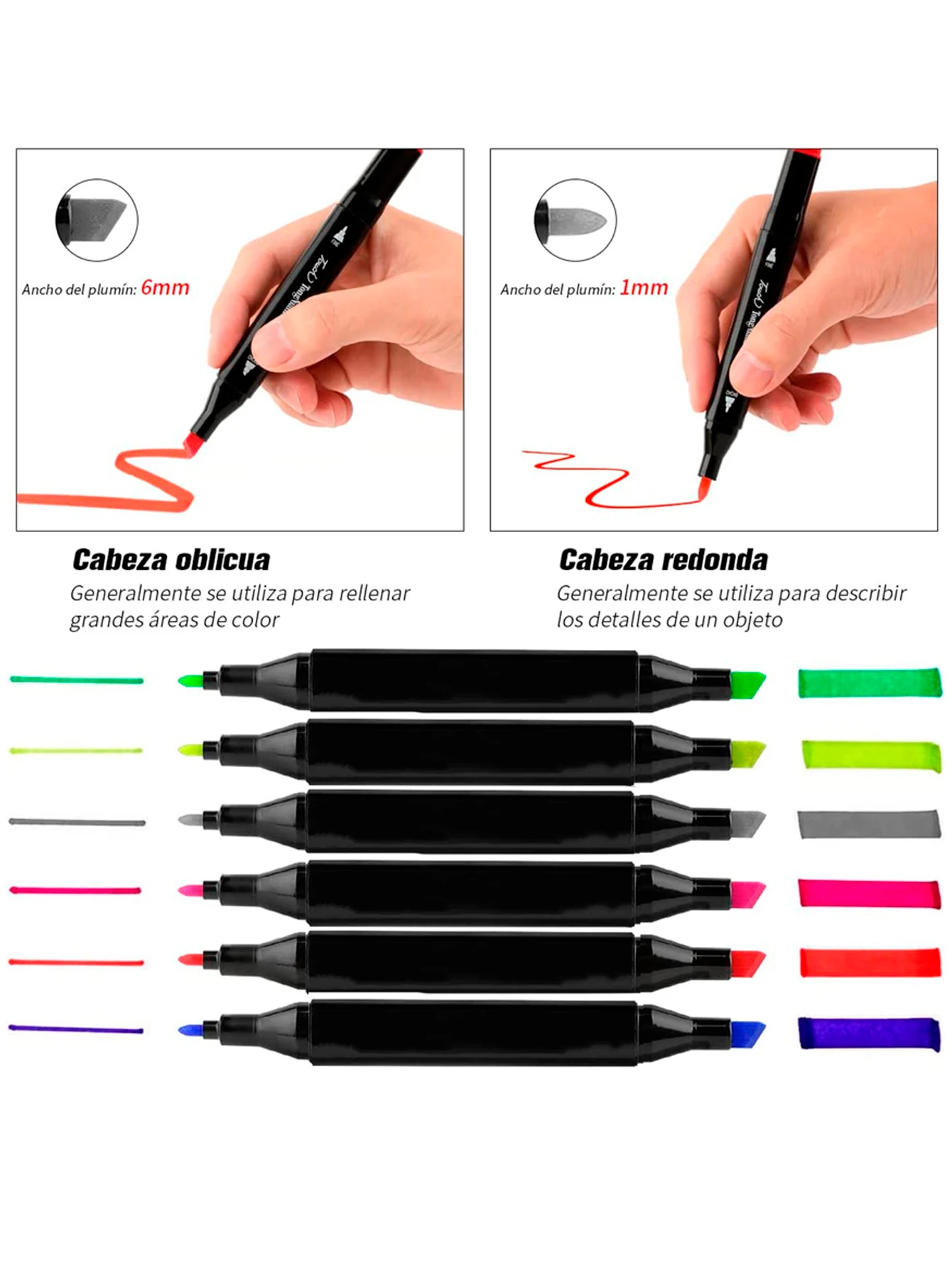 Down Markers Case of 48 Pieces Permanent Multicolor Markers for School, Double-Ended Fun