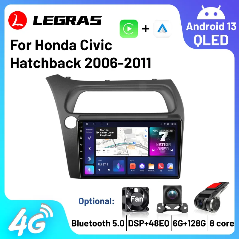 

Android 13 Car Bluetooth Radio GPS Navi FM BT Autoradio For Honda Civic Hatchback 2006-2011 Wireless Carplay Multimedia Player