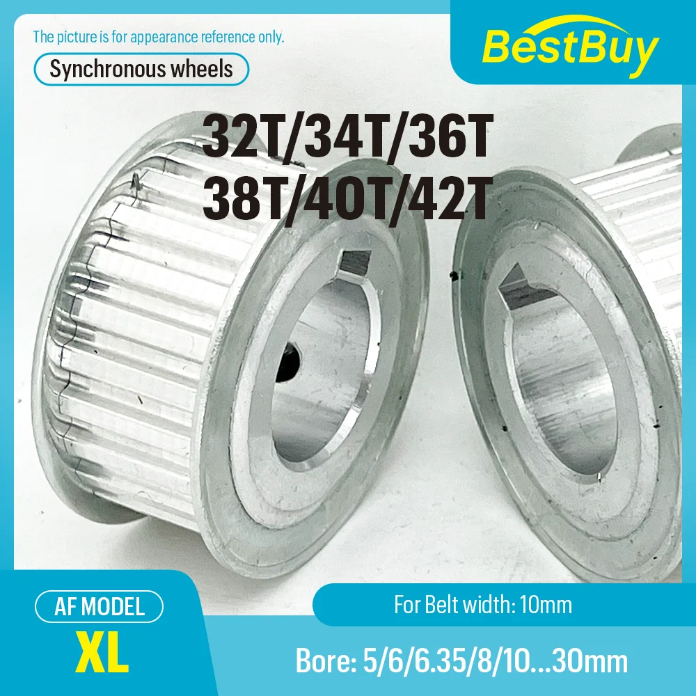 XL Two Plane Aluminum Alloy Timing Pulley 32T/34T/36T/38T/40T/42T Through/Keyway hole Slot Width 11mm Bore 3-30mm