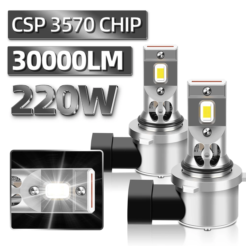 

2 шт. H4 H7 светодиодная фара 220 Вт 3570 CSP 6000K Беспроводная 9005 9006 H11 Автоматические лампы DC12V 3570 CSP Чипы Фара