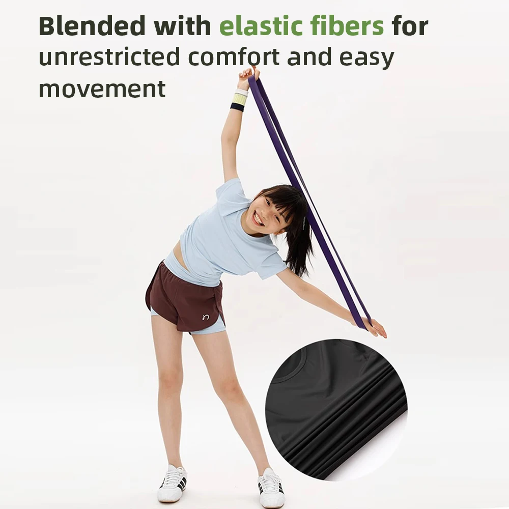 Girl's Cropped Ruched Sides Summer Sports Tee, Quick-Dry, Lightweight, Icy touch