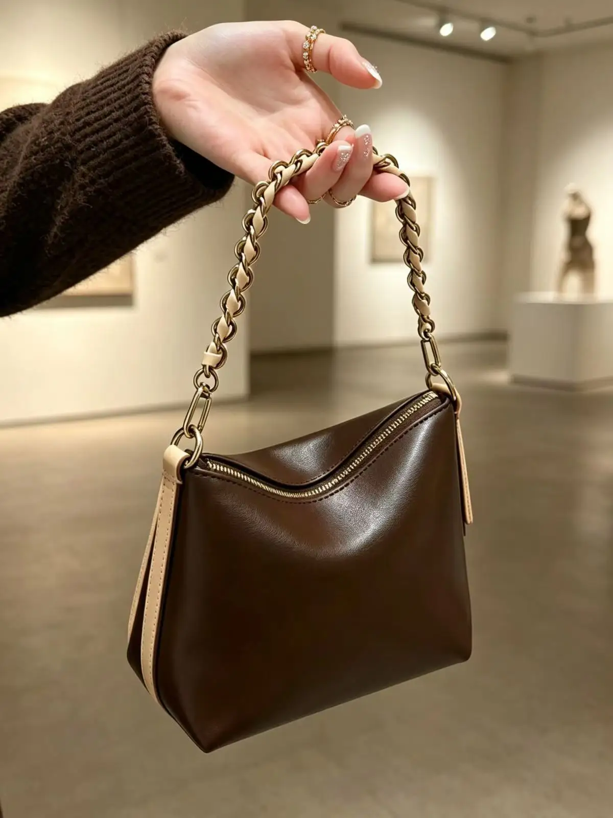 Size: 18cm No Box Cute Mini Canvas Women's Handbag Fashion Chain Shoulder Bag Elegant Crossbody Decor Bag R1A