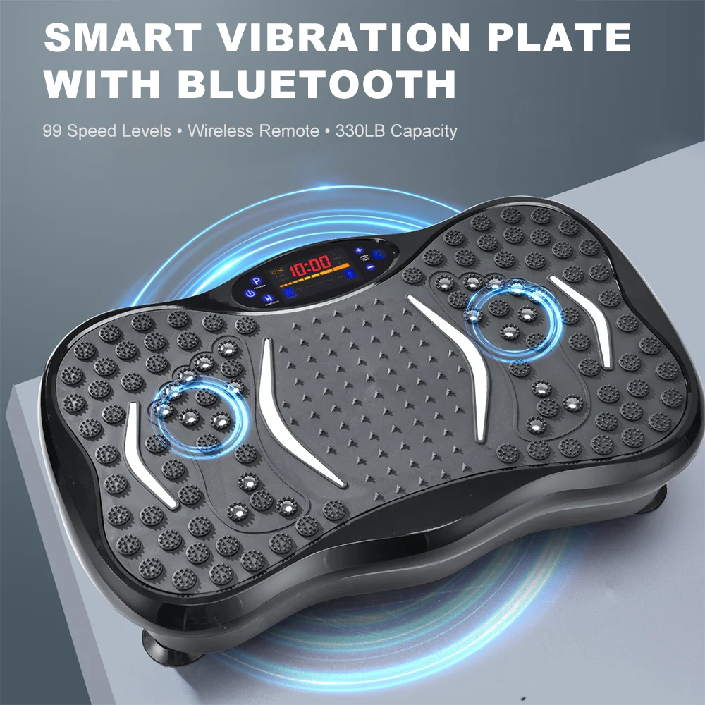 Placa vibratoria para todo el cuerpo, máquina para quemar grasa, Bluetooth, LCD, equipo de ejercicio para el hogar con Control remoto para pérdida de peso y Fitness