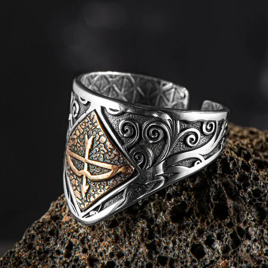 

Great Seljuk Arrow Bow Mens Zihgir Ring 925 Sterling Silver For Men Vintage Jewelry Gothic Luxury Aesthetic Fidget Anxiety