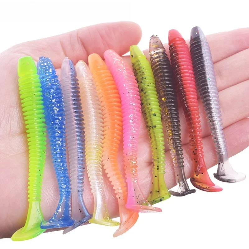 Proleurre marka węda ciągniona Wobblers robak miękka przynęta 5cm/7cm/9cm Swimbaits sztuczny silikon przynęta wpływ pierścień karp Bass Peche — zdjęcie 2