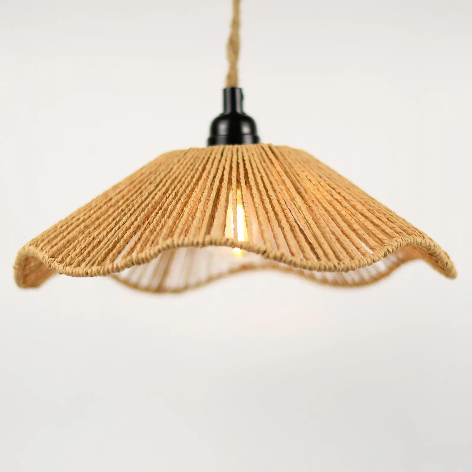 المنسوجة يدويا حبل عاكس الضوء الثريا يغطي ظلال زخرفة ديكور غرفة المعيشة المطبخ السقف المنسوجة غطاء مصباح غطاء خفيف