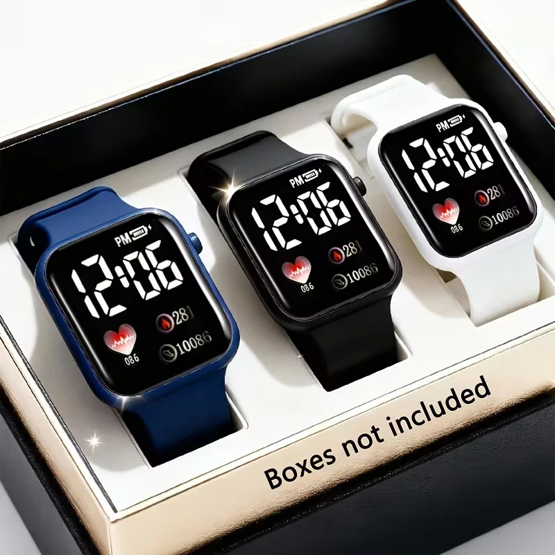3-Piece Set of Children's Electronic Watches with Led Time Display, No Smart Functions, Exquisite Birthday Gift for Girls/Boys
