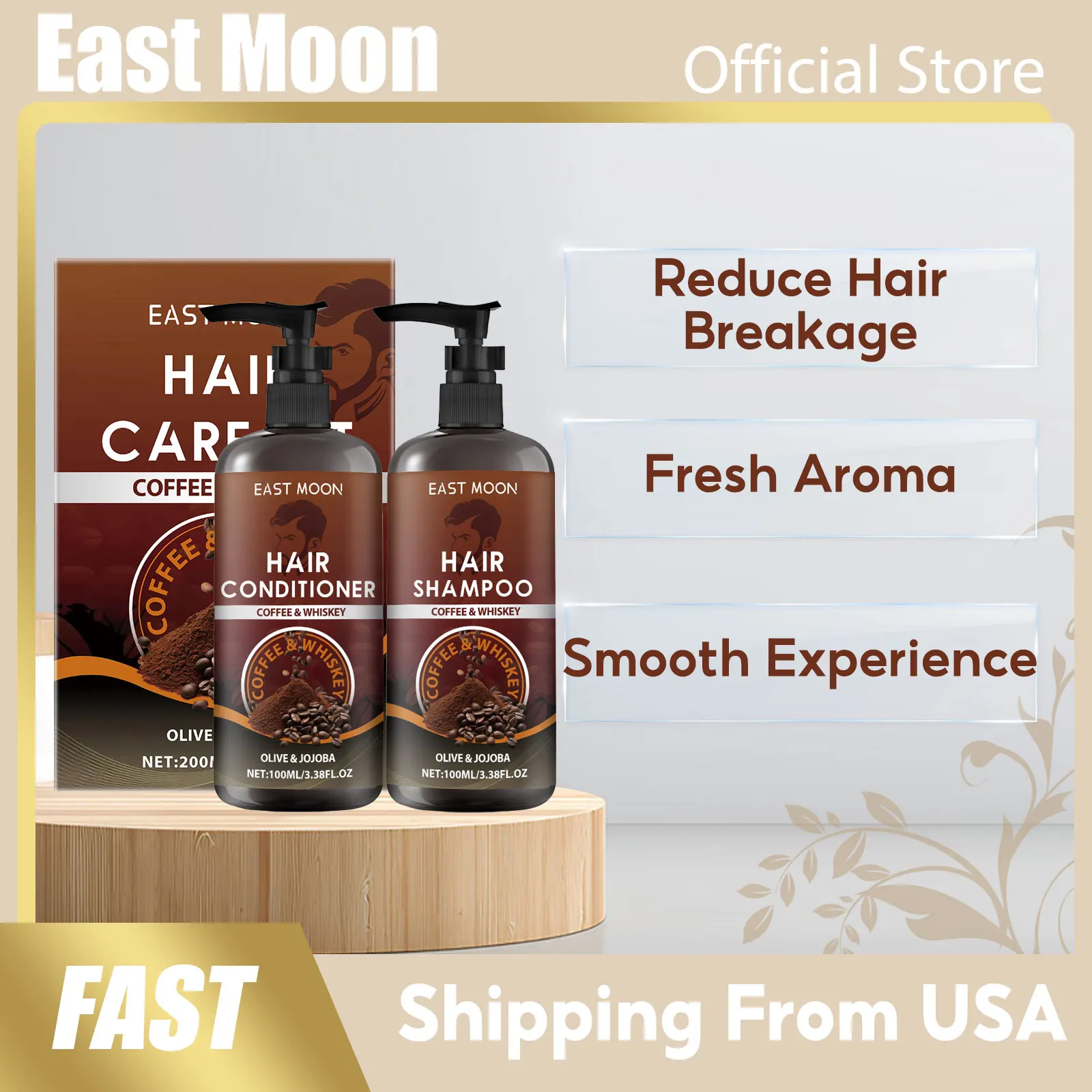 

Coffee Whiskey Hair Care Set Repair Damaged Scalp Massage Moisturizing Treatment Pure Plant Non-irritating Hair Nourish Shampoo