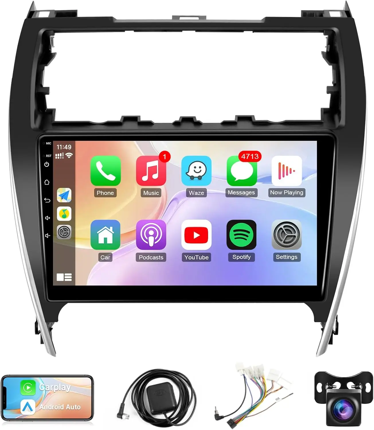 

10.1inch Car Radio for Toyota Camry 2012 2013 2014 with Wireless Carplay Android Auto, Bluetooth WiFi GPS SWC, 2G+32G(NOT J.B.L)