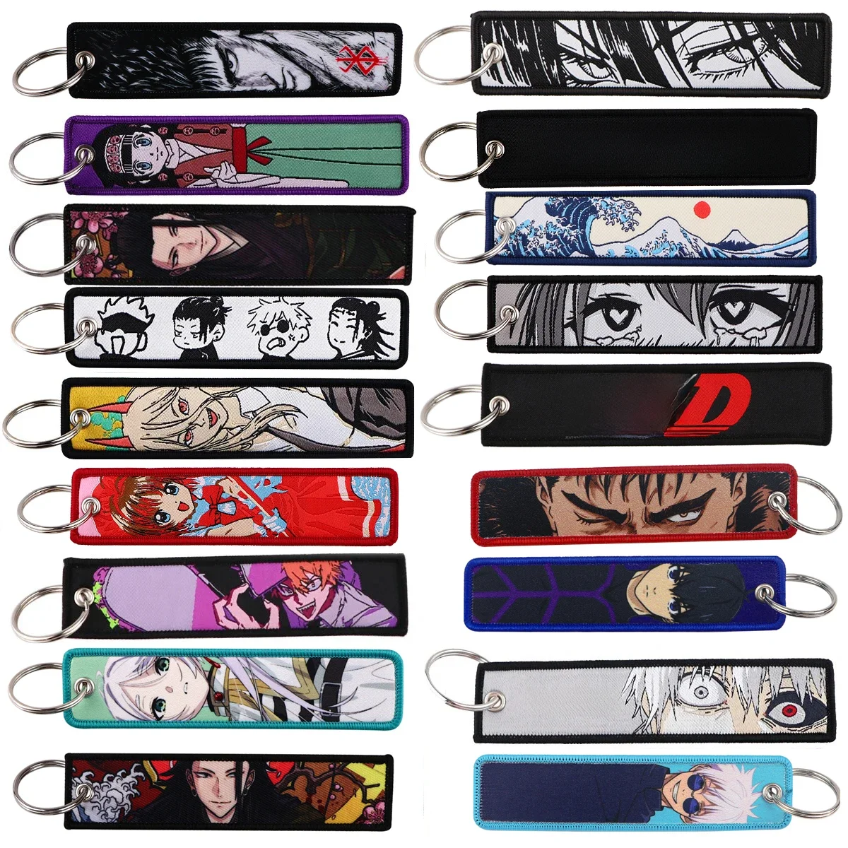 Gojo Satoru Cartoon Keychain for Motorcycle Manga Anime Key Chain for Men Gifts and Cars Key Tag Embroidery Key Fashion Jewelry — 2