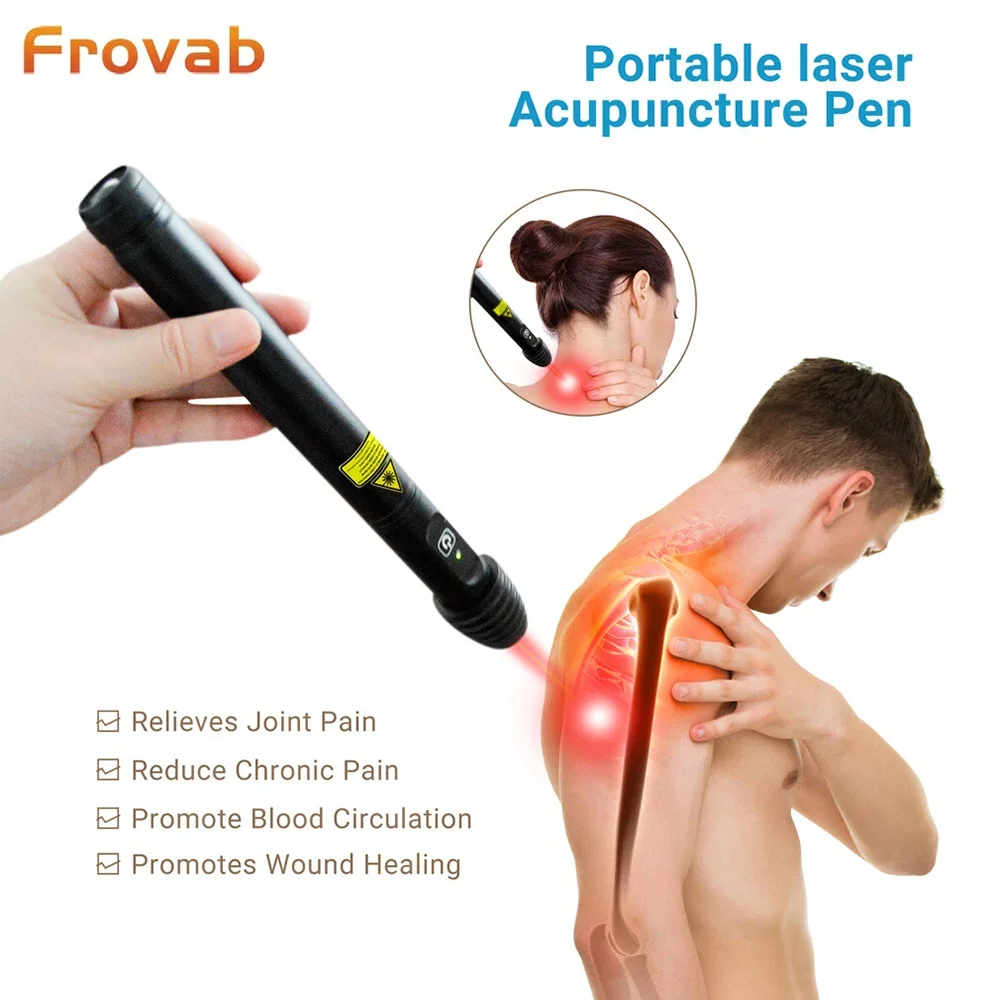 

Лазерная ручка для акупунктурных точек Frovab 650 нм 100 мВт: устройство для светотерапии красным светом для облегчения боли при мышечных проблемах, артрите, ишиасе и уходе за меридианами