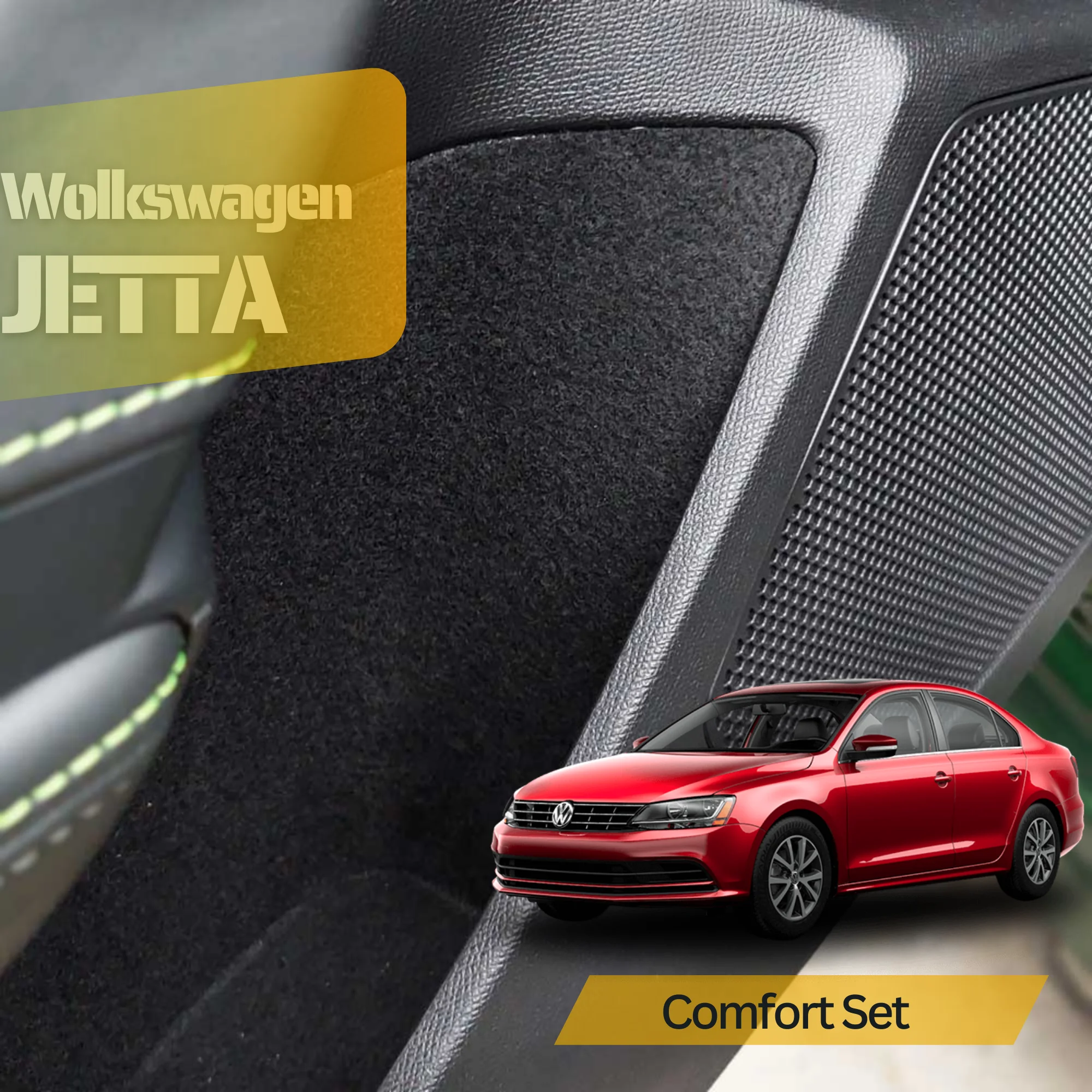 Comfort Set for Volkswagen Jetta MK 6-Fabric Trim coating for Item Sounds -- Vehicle specific cut with laser -- Ready for Application