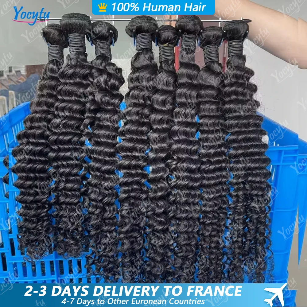 Image of Tiefe Welle Menschliches Haar Bundles 24 24 24 Zoll Bundles 100 % Menschliches Haar YOCYTU Brasilianische Bundles Rohes Haar 100 % Menschliches Haar Für Frauen