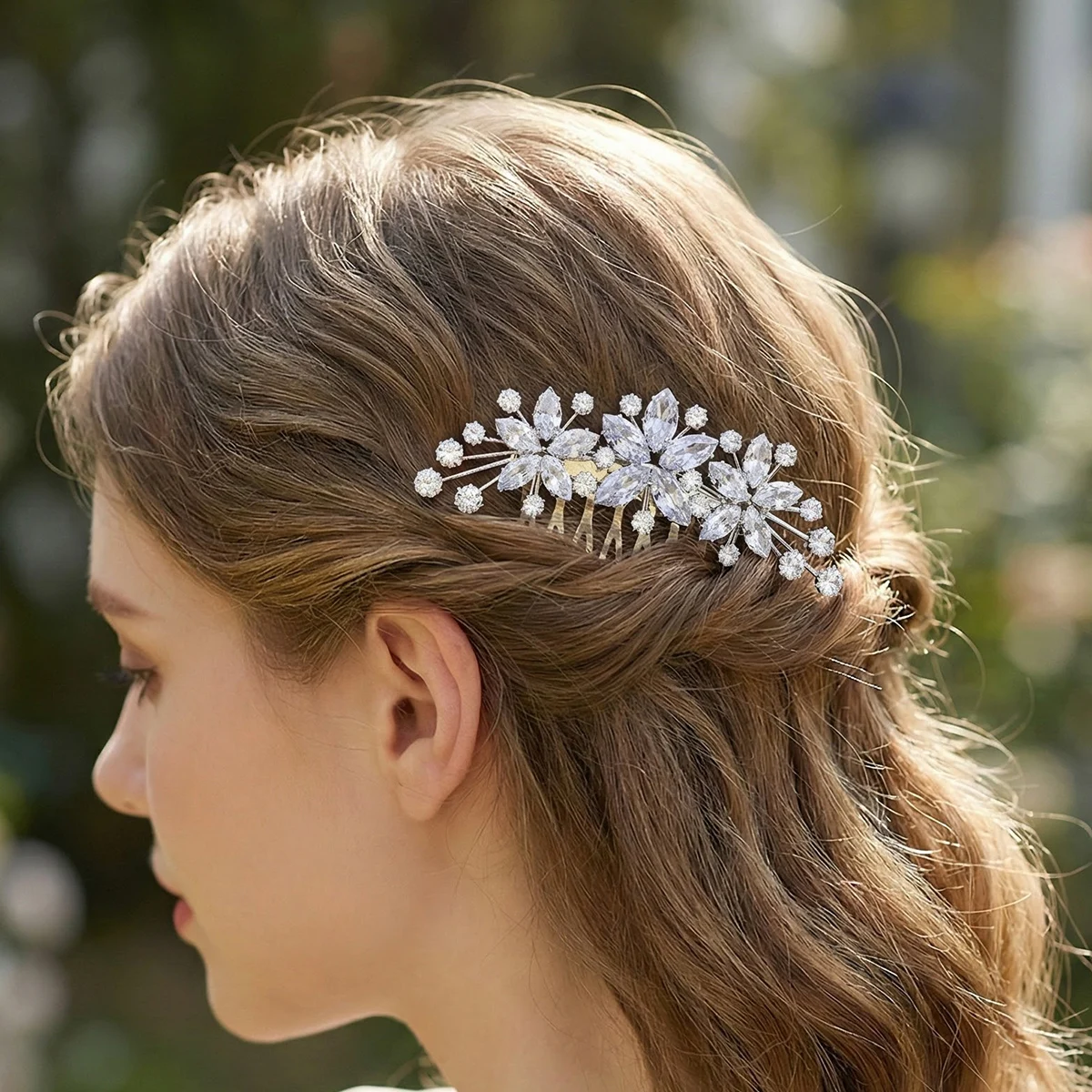 

Изящная заколка-гребень для волос с кубическим цирконием, огранка «маркиза», цветочный дизайн, для свадебной фаты, украшение для невесты и подружек невесты