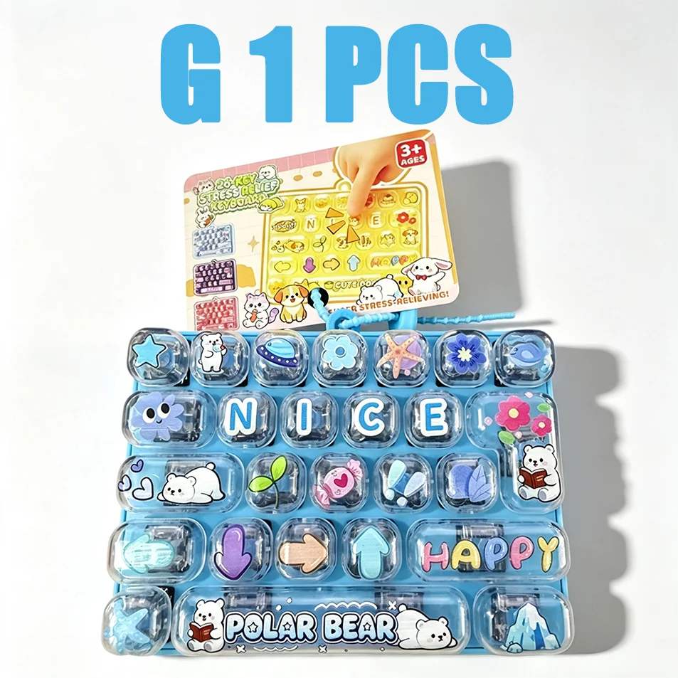 26Grid Keycap Clicker Anti Stress Fidget Keyboard Sleutelhanger Decompressieknop Cartoon Hand Relax Party Favor Gift 26구 키캡 키링