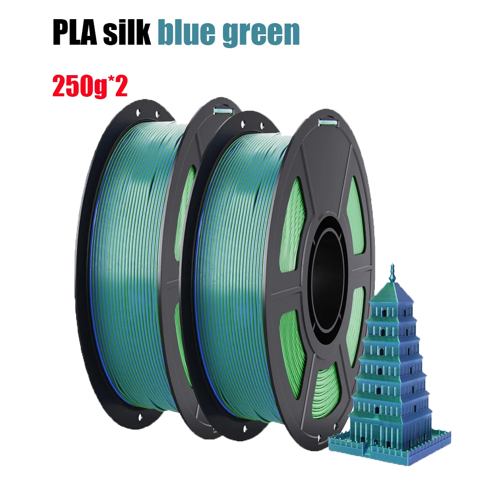 

Шелковая PLA-нить для 3D-принтера, двухцветная сине-зеленая PLA-нить 1,75 мм, блестящая коэкструзионная PLA-нить, меняющая цвет, 500 г