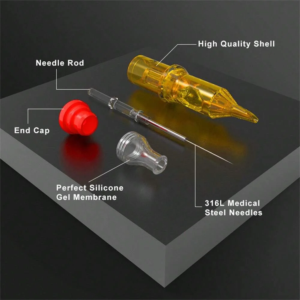 20 szt. Kaseta do tatuażu okrągła igła jednorazowa wysokiej jakości sterylne profesjonalne igły do tatuażu do maszynki do tatuażu